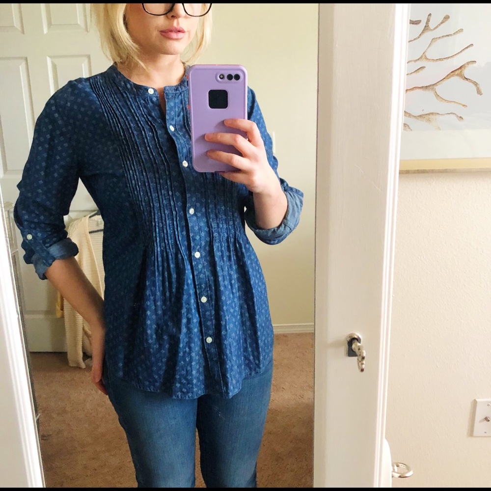 Chambray Boho preppy Printed blouse